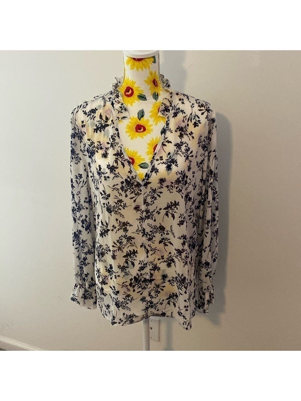 GOORY Women's Casual V Neck Floral Printed Shirt Size Large